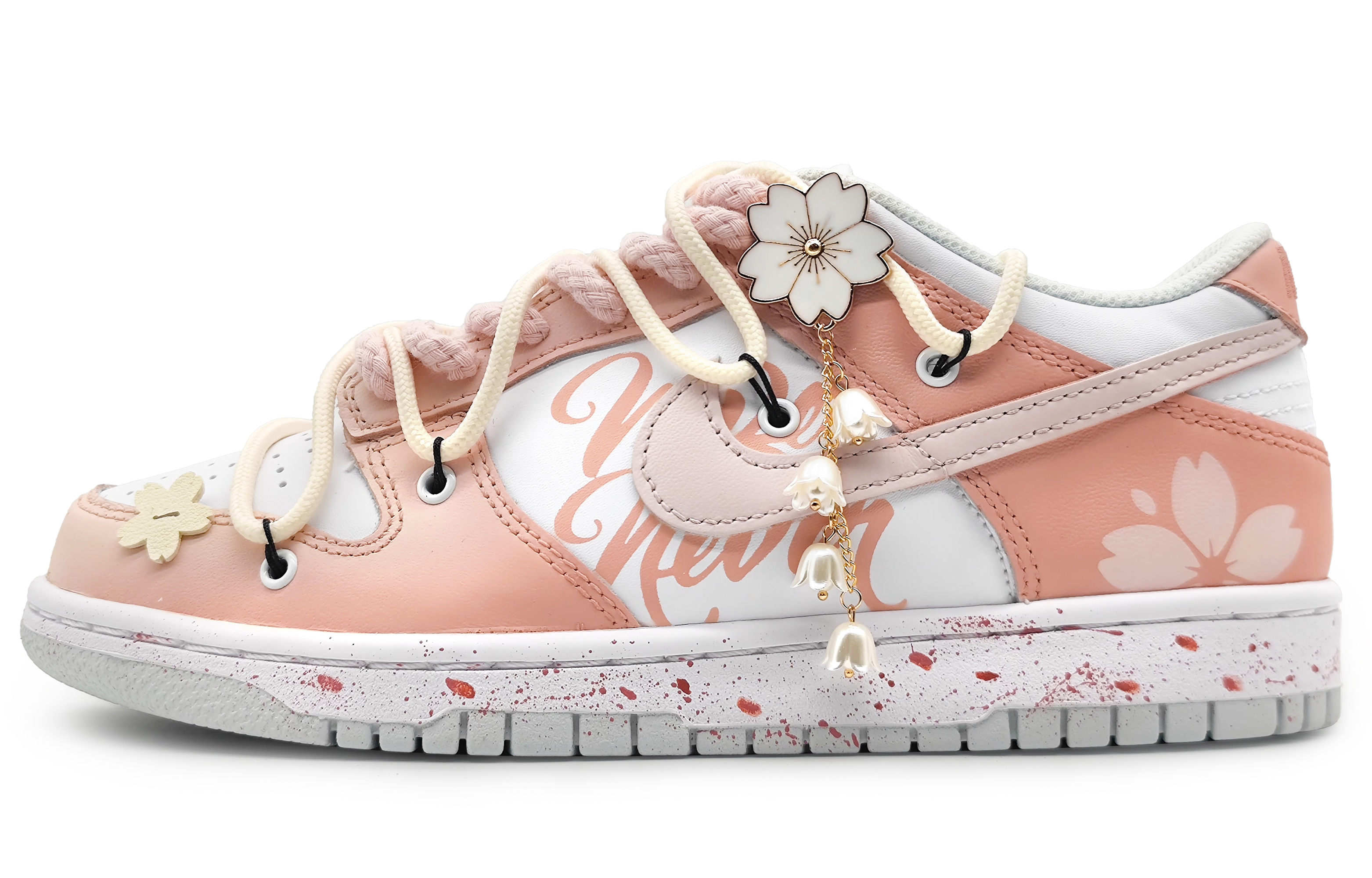 Buy 나이키 덩크 로우 '화이트 핑크' (커스텀) DV0831-101(Team16-男款樱粉甘露绯粉解构)