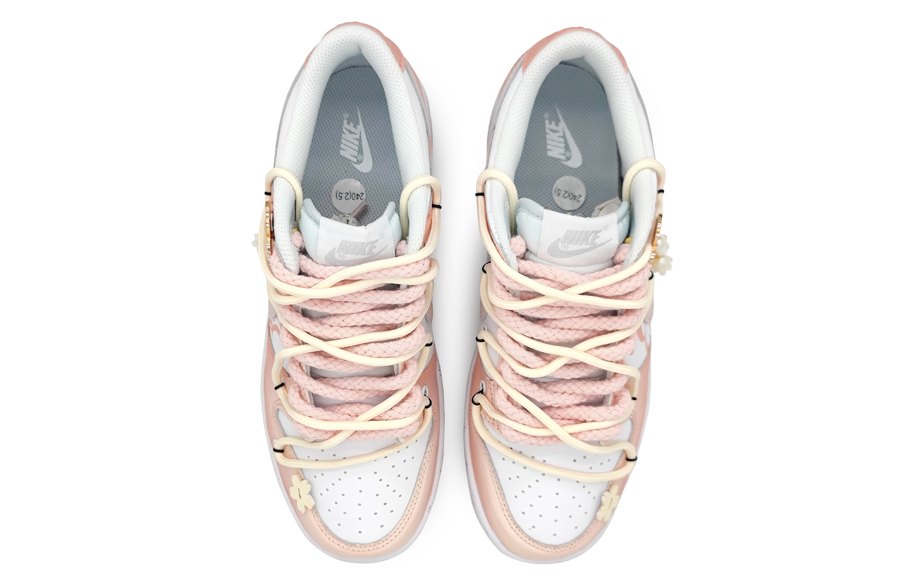 Shop 나이키 덩크 로우 '화이트 핑크' (커스텀) DV0831-101(Team16-男款樱粉甘露绯粉解构)