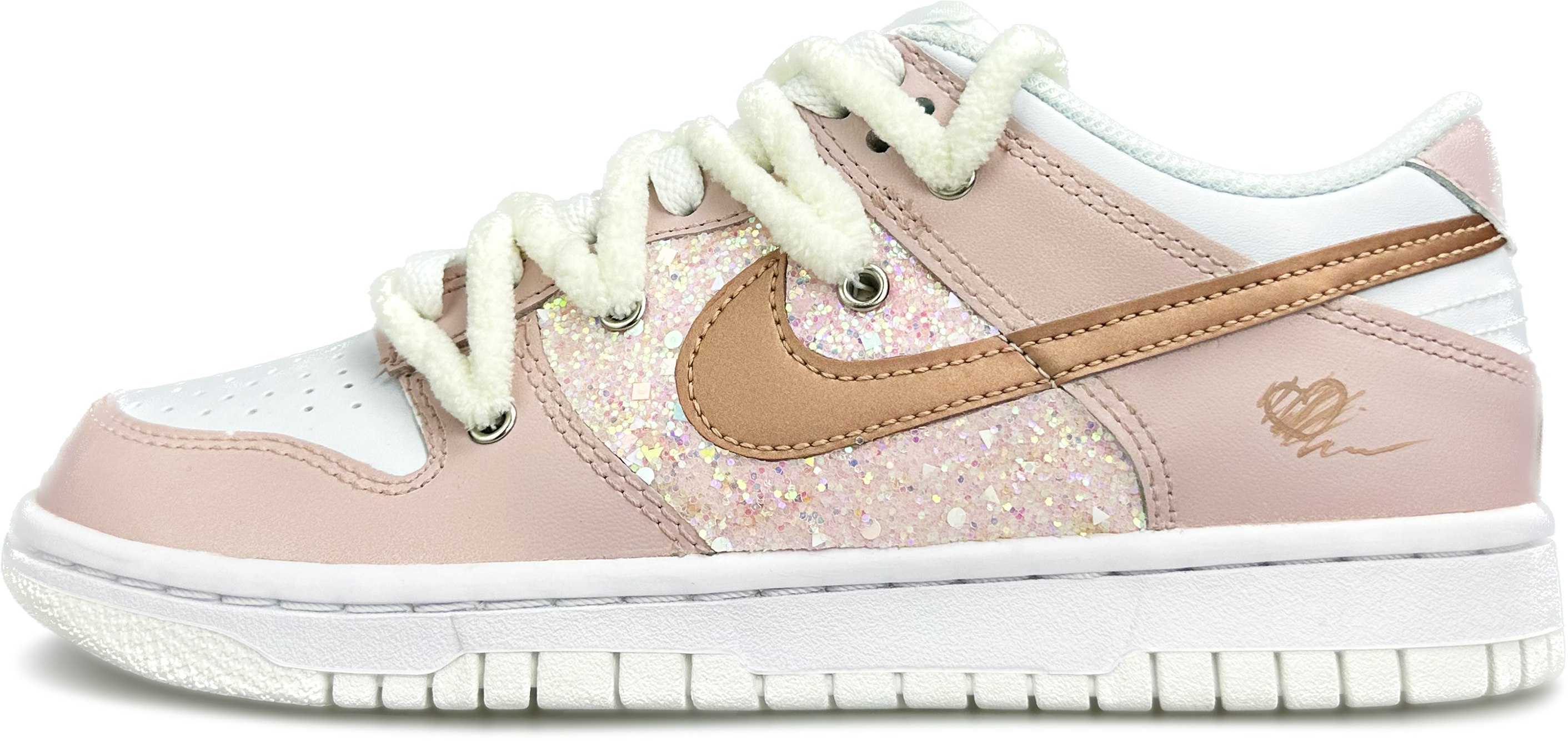 custom-shoes-nike-dunk-low-white-pink-glitter