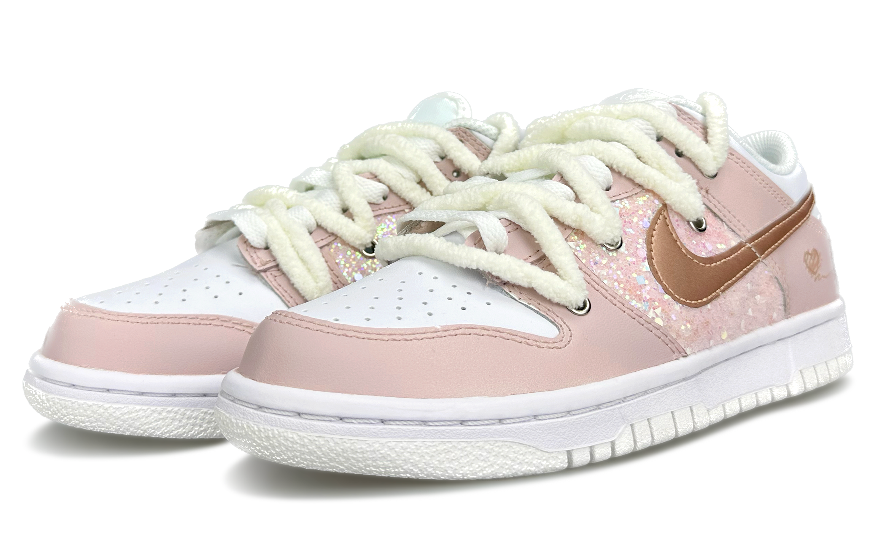 Lookbook 나이키 덩크 로우 '화이트 핑크 글리터' (커스텀) DH9765-100(Team79-女款闪粉跳跳糖)