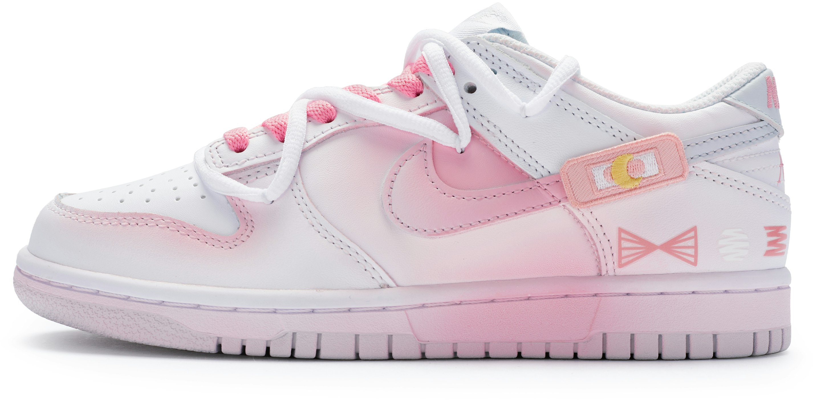 custom-shoes-nike-dunk-low-white-pink-moon-band-aid