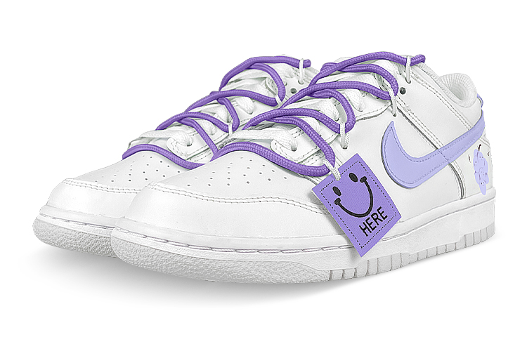 Lookbook [Sepatu Custom] Nike Dunk Low 'Putih Ungu Smiley' DV0831-101(Team47-男葡萄解SBOX)