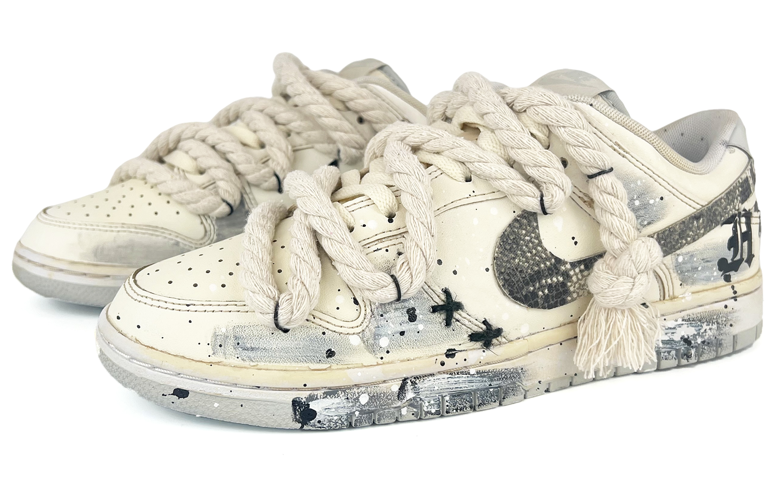 Lookbook [Kasut Kastam] Nike Dunk Rendah 'Ular Putih Dekonstruksi' DV0831-101(Team45-白蟒哥特)