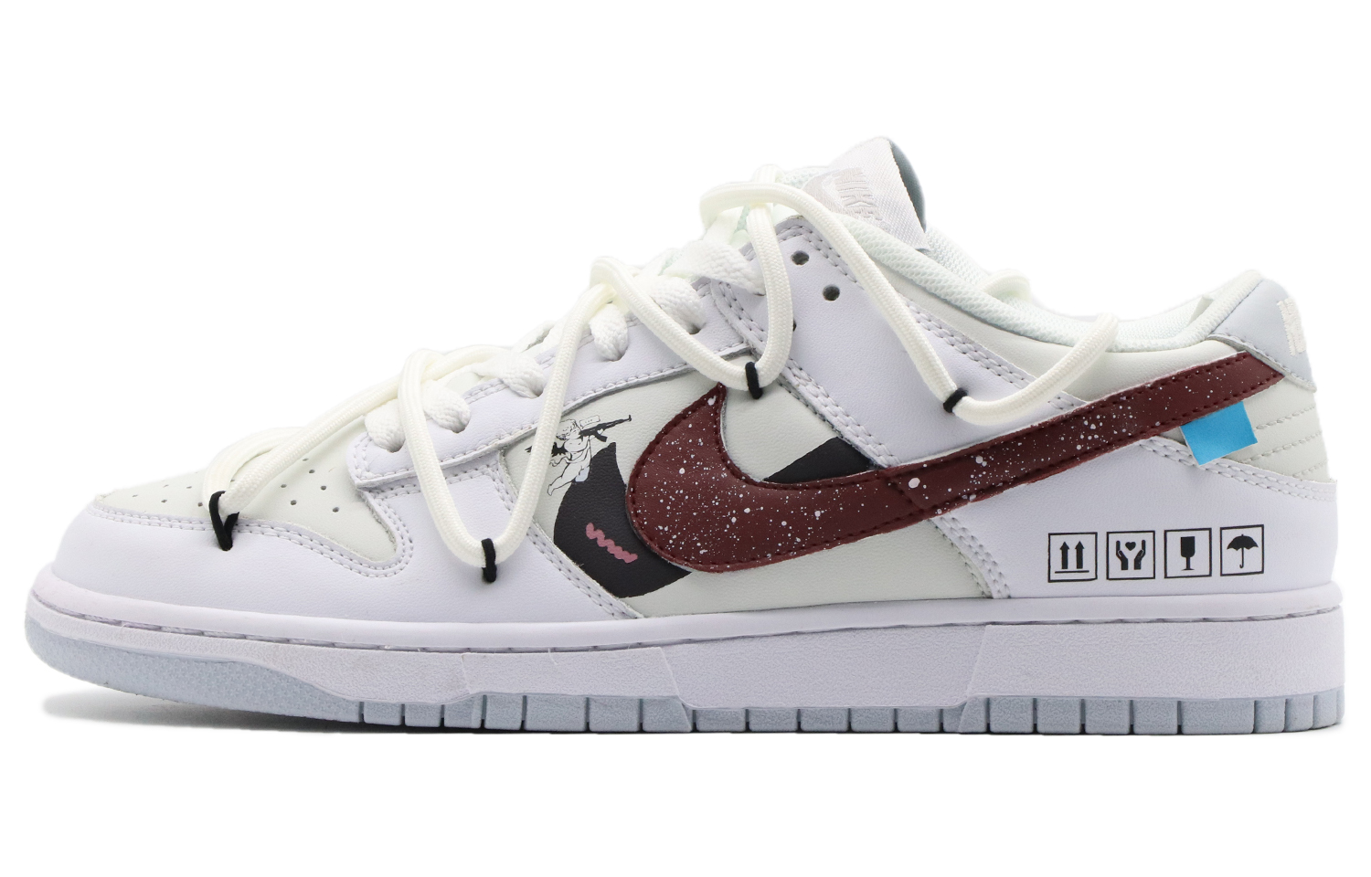 Buy 【客製化球鞋】Nike Dunk Low 旅遊 高街風 戶外 夏日搭配 解構麻繩 天使 低筒 滑板鞋 男款 白紅