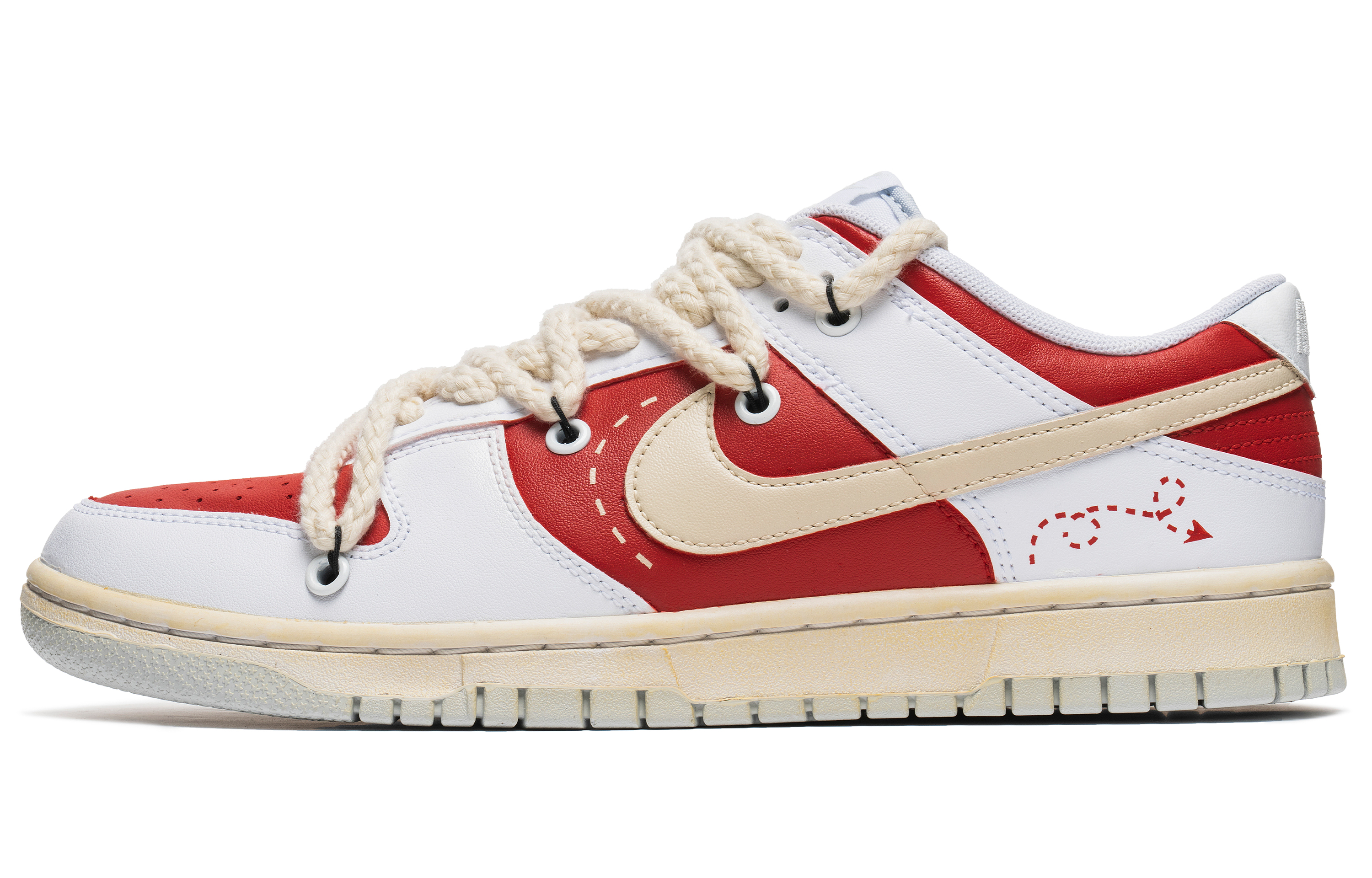 Buy [Scarpe Personalizzate] Nike Dunk Low ''Bianco Rosso Spinello'' DV0831-101(Team67-红碧玉)