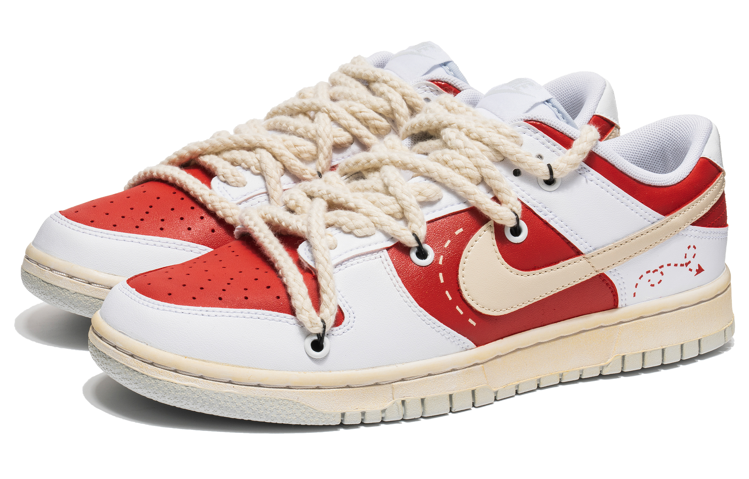 Lookbook [Scarpe Personalizzate] Nike Dunk Low ''Bianco Rosso Spinello'' DV0831-101(Team67-红碧玉)