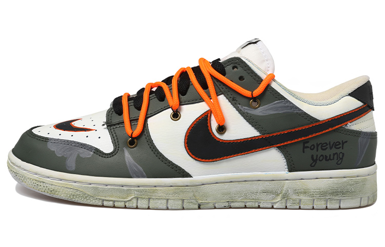 Buy ナイキ ダンク Low 白リボン オレンジステッチ
(Nike Danku Low Shiro Ribon Orenji Sutetchi) DJ6188-101(Team拾玖-墨绿飘带男S-BOX)