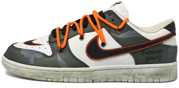 custom-shoes-nike-dunk-low-white-ribbon-orange-stitching