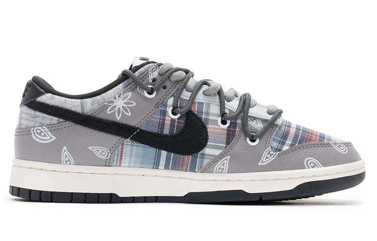 Order [定制鞋款] 耐克Dunk Low '野鹤腰果花' DQ5015-063(TeamB-男款腰果花格纹灰色)