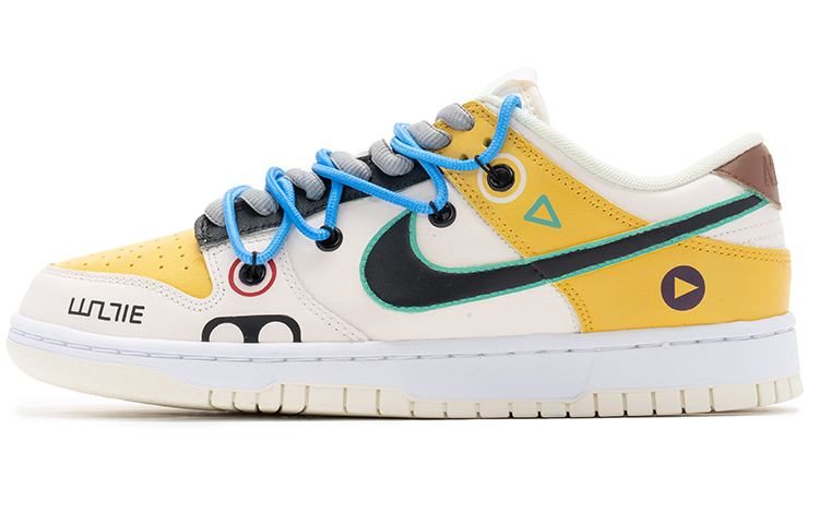 Buy 【定製球鞋】 Nike Dunk Low 野鶴製造 米白色 復古隨身聽 音樂 電玩 按鍵 塗鴉 解構雙鞋帶 復古 低幫 板鞋 男款 米白黃