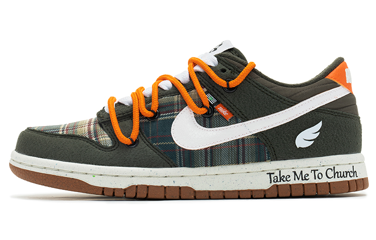 Buy [Kasual] Nike Dunk Low 'Wild Crane Deconstructed Tali Ganda dengan Grafiti dan Kotak-Kotak' DC9561-300(TeamB-女款格子橙绿)