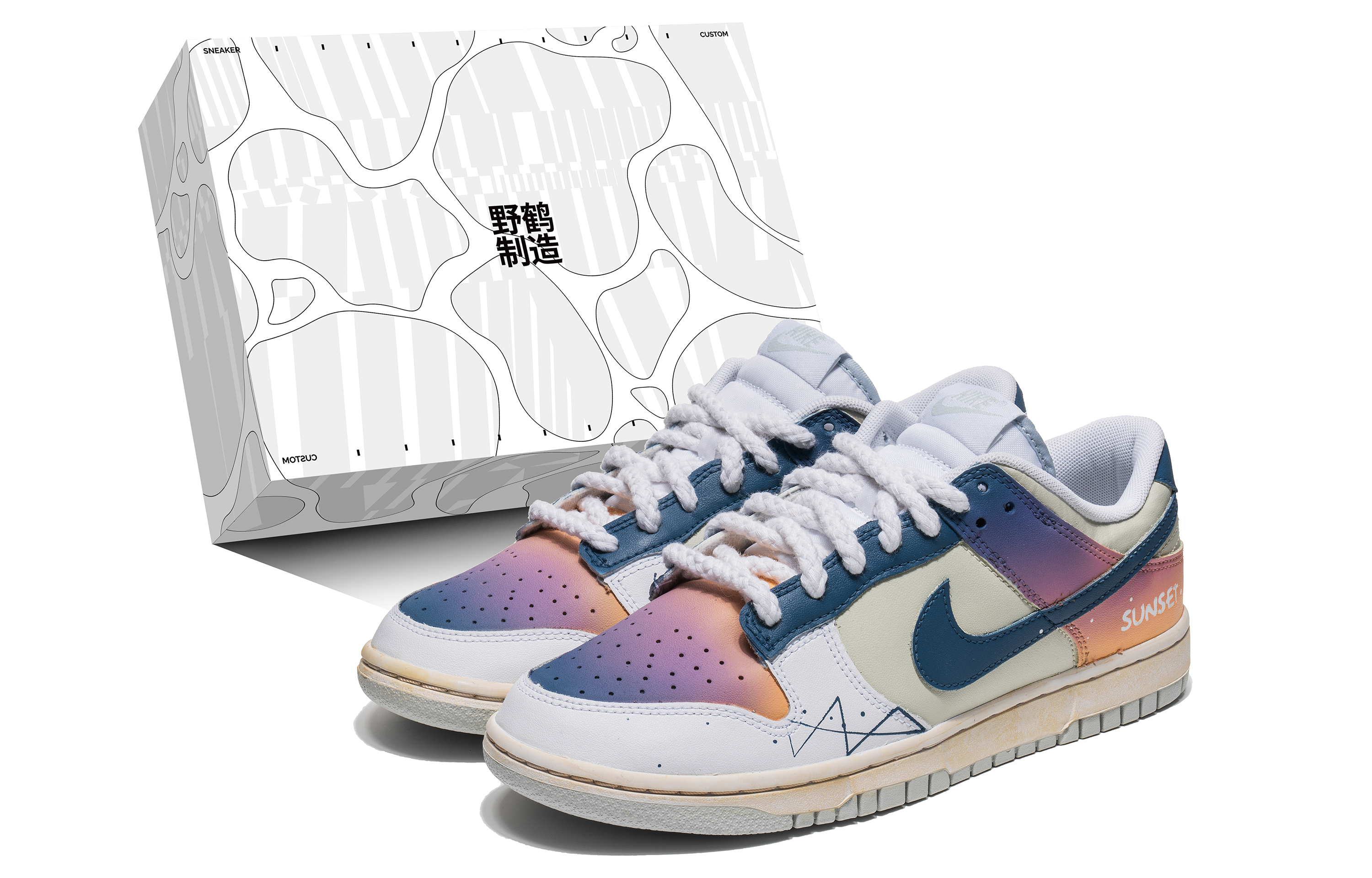 Buy [Sepatu Custom] Nike Dunk Low 'Wild Crane Sunset Gradient' DV0831-101(TeamB-男款炫彩日落)