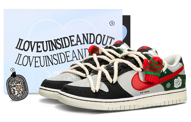 Buy [Kasut Custom] Nike Dunk Low 'Winter Love Song Hitam Hijau' DV0827-100(Team62-冬日恋曲)