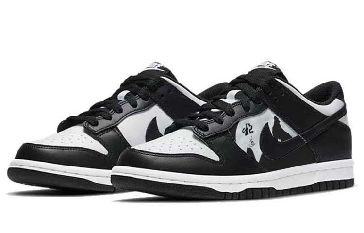 Lookbook [Sepatu Kustom] Nike Dunk Low 'Wolf Spirit Hitam Putih' DD1391-100(Team56-狼山图腾)