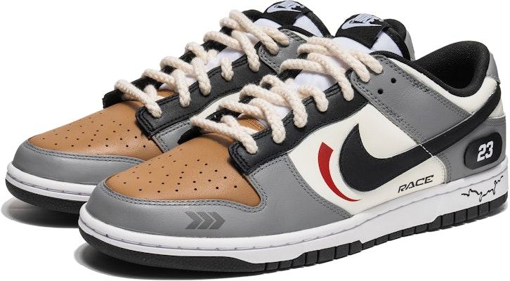 【客製化籃球鞋】Nike Dunk Low 野鶴製造 曜競速 23號賽車手 中底塗鴉 特殊鞋帶 搭配任何風格 低筒 板鞋 男款 灰棕色 Lookbook 【客製化籃球鞋】Nike Dunk Low 野鶴製造 曜競速 23號賽車手 中底塗鴉 特殊鞋帶 搭配任何風格 低筒 板鞋 男款 灰棕色