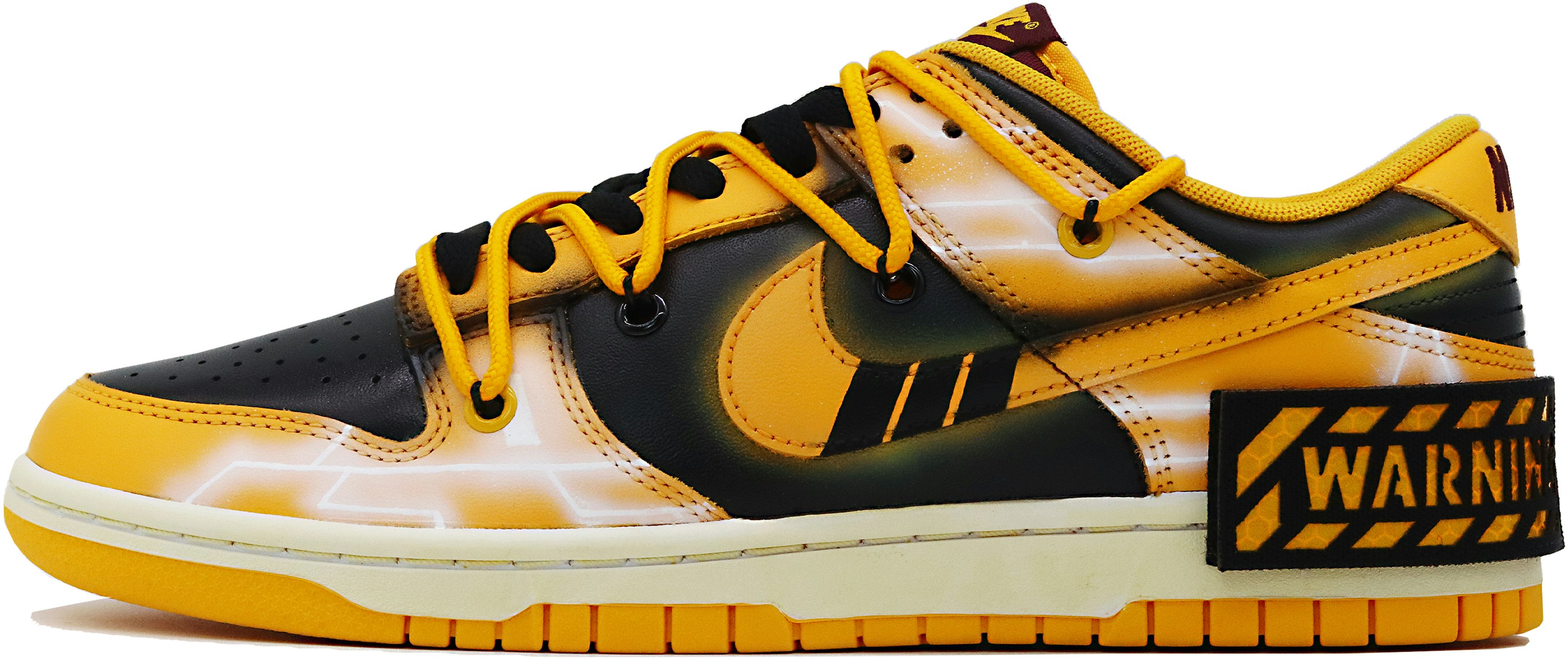 custom-shoes-nike-dunk-low-yellow-alert-black-red