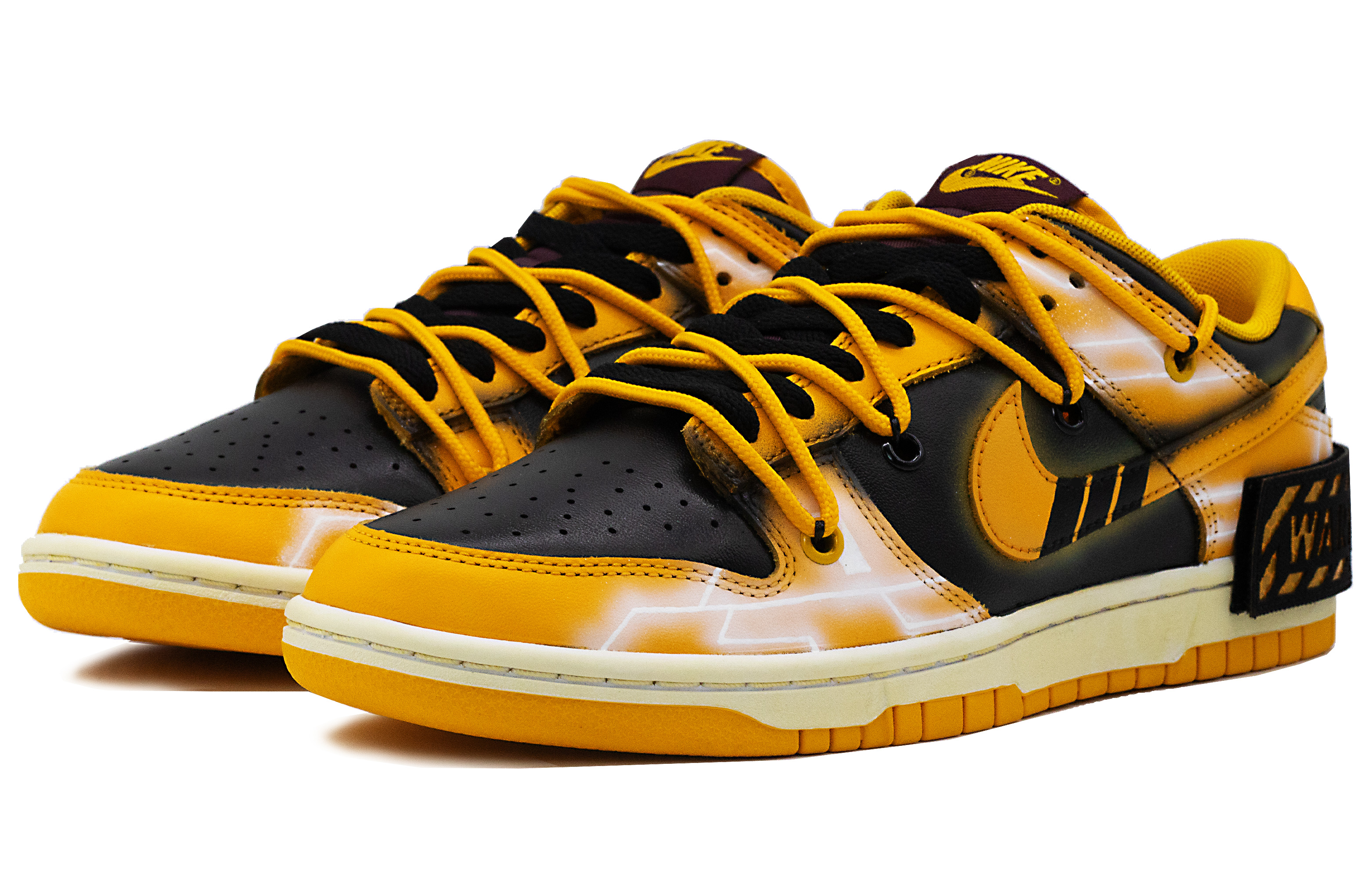 Lookbook [Kasut Custom] Nike Dunk Low 'Kuning Amaran Hitam Merah' DD1391-702(Team52-黄色警戒)