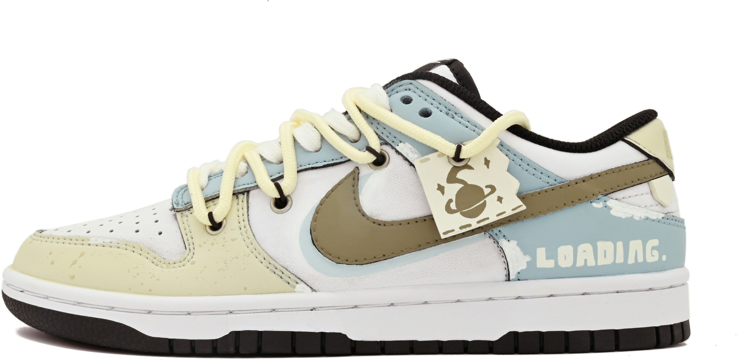 custom-shoes-nike-dunk-low-yellow-blue-planet-patchwork