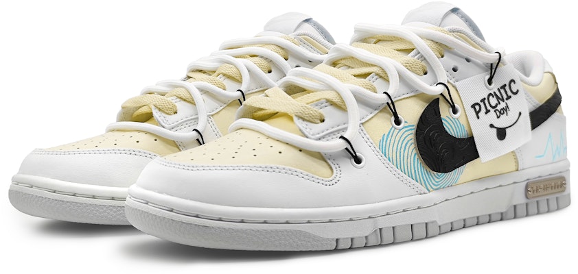 【訂製球鞋】 Nike Dunk Low 指紋愛心 心動旋律 雕花皮勾 解構紋理 標籤可拆卸 低筒 板鞋 GS 黃灰 Lookbook 【訂製球鞋】 Nike Dunk Low 指紋愛心 心動旋律 雕花皮勾 解構紋理 標籤可拆卸 低筒 板鞋 GS 黃灰