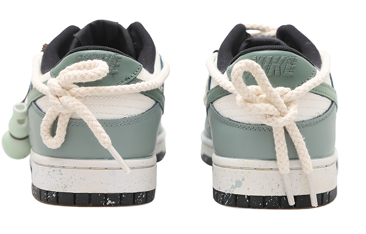 Shop 【訂製籃球鞋】 Nike Dunk Low 中華風 禪意 葫蘆 麻繩 解構風 潑墨 做舊 低筒 板鞋 男款 白綠