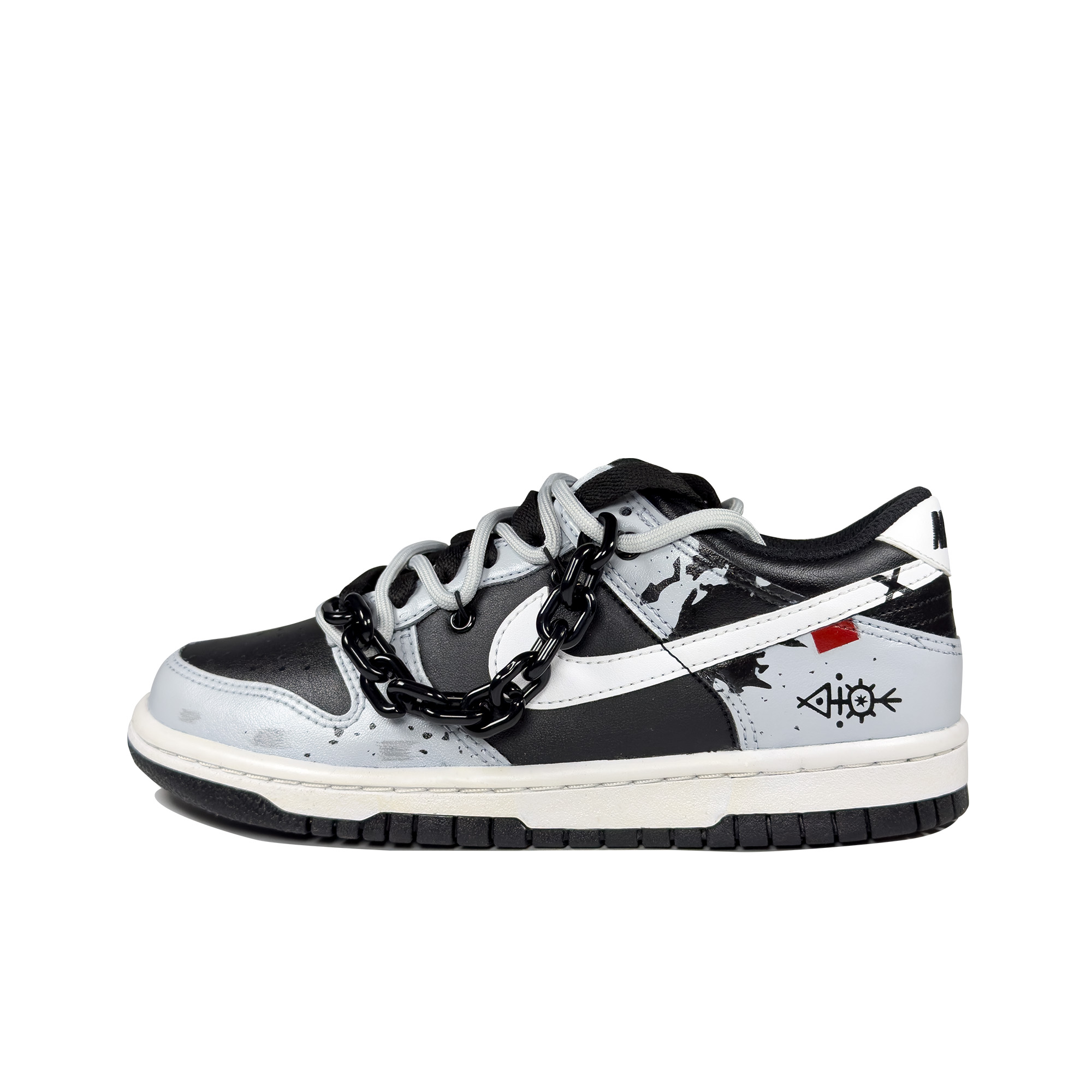 Buy [Kasut Custom] Nike Dunk Low 'Zi Fei Yu Distressed Hitam Putih Kelabu' FD1232-001(Team95-子非鱼)