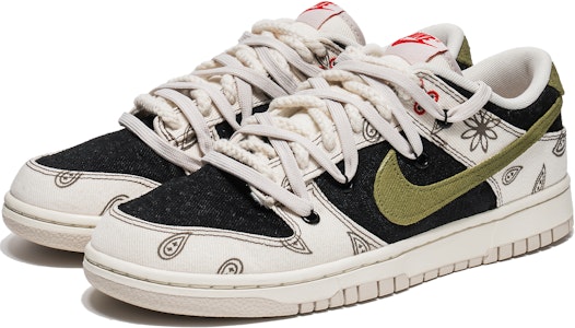 【定制鞋款】耐克Dunk Low黑绿“腰果花解构麂皮” DV0834-100(Team67-橄榄绿腰果花) Lookbook 【定制鞋款】耐克Dunk Low黑绿“腰果花解构麂皮” DV0834-100(Team67-橄榄绿腰果花)