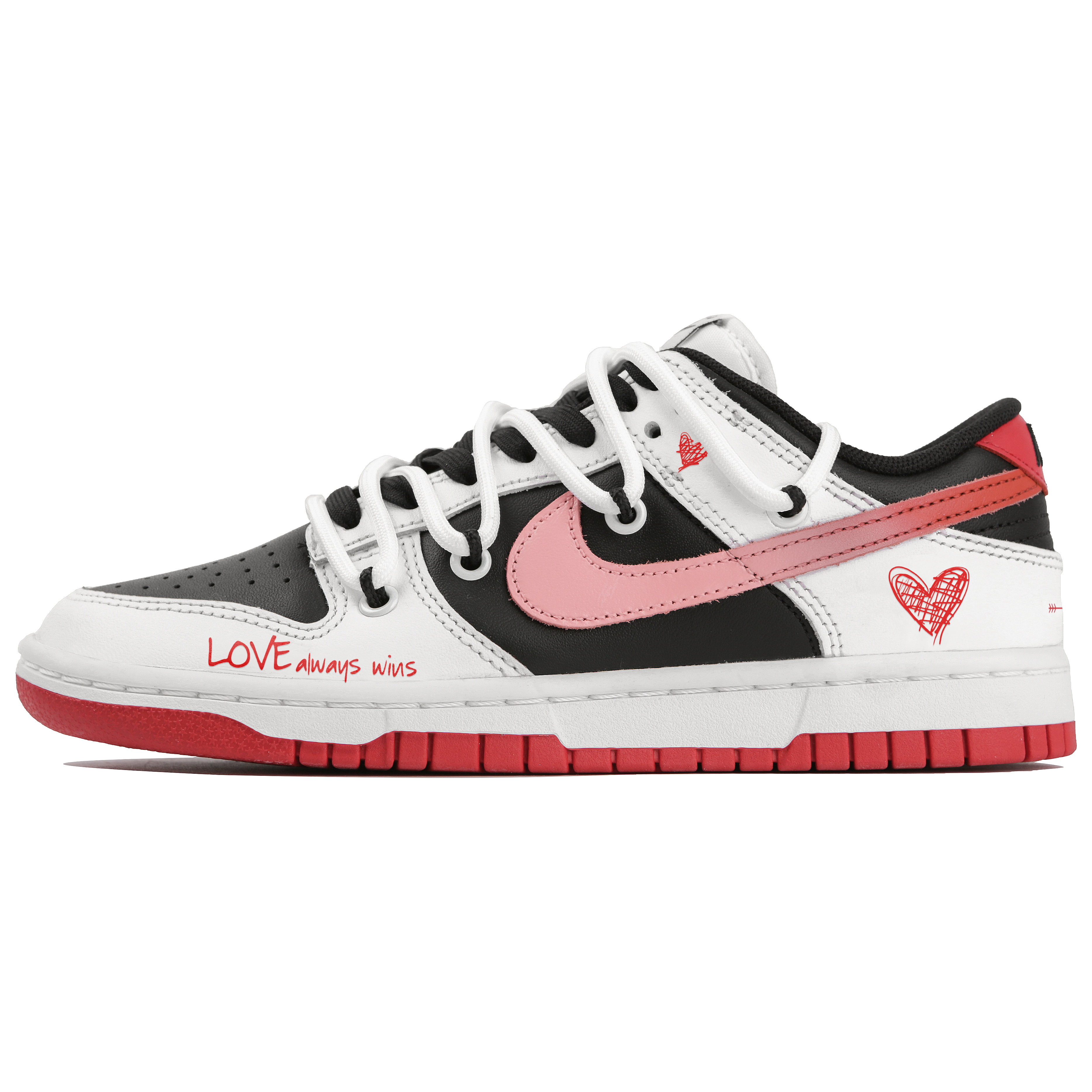 Buy [Kasut Custom] Nike Dunk Low Hitam Merah Jambu 'Sweet Cool Love' FD9762-061(Team4-男女款黑白之间)