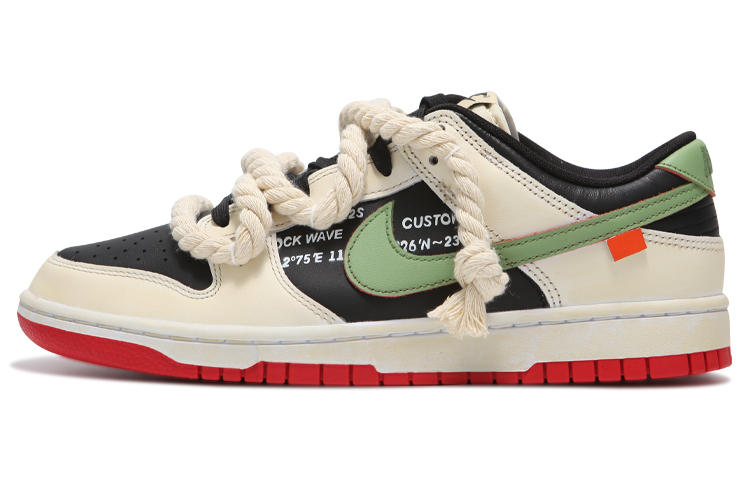 Buy Sepatu Kustom Nike Dunk Low Hitam Putih Hijau 'Desert Oxidized Deconstructed Strap Vintage' FD9762-061(Teamfour-男女款氧化黑白绿)