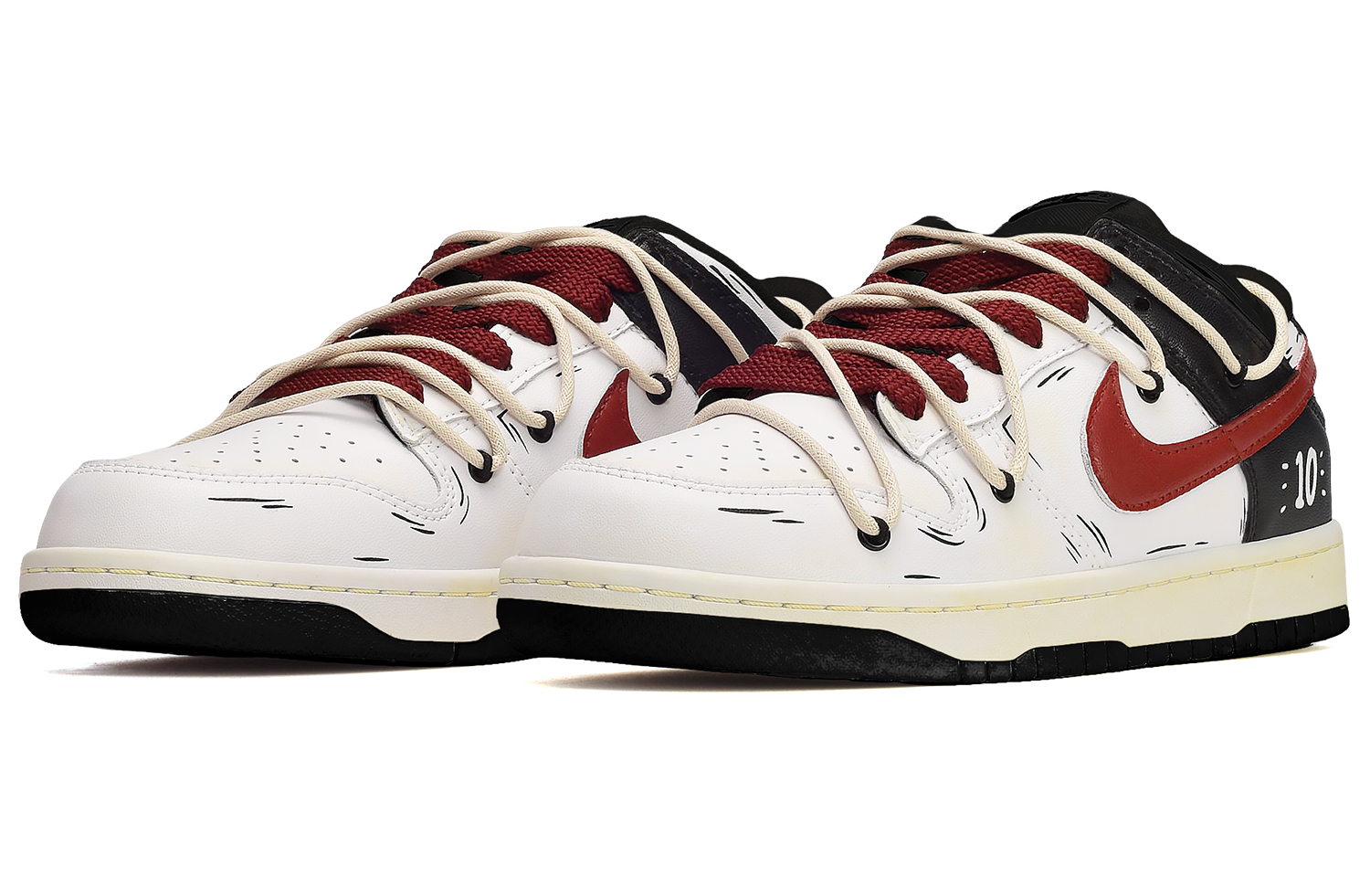 Lookbook Nike Dunk Low Sakuragi #10 (Negras/Blancas/Rojas) DJ6188-002(TeamE-男款樱木花道黑白红)