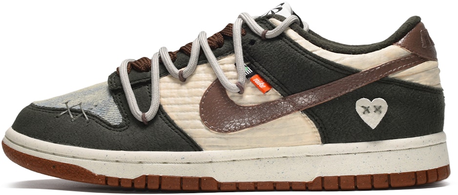 【訂製球鞋】Nike Dunk Low CUS ID 牛仔縫線 防滑減震 低筒 板鞋 GS 白棕 Buy 【訂製球鞋】Nike Dunk Low CUS ID 牛仔縫線 防滑減震 低筒 板鞋 GS 白棕