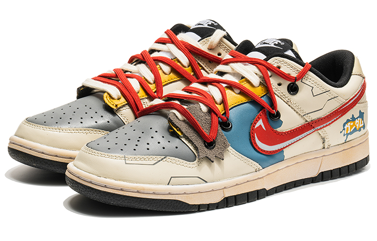 Lookbook Nike Dunk Low Gundam personalizadas rojo, blanco y azul DD1391-100(TeamB-战损高达)