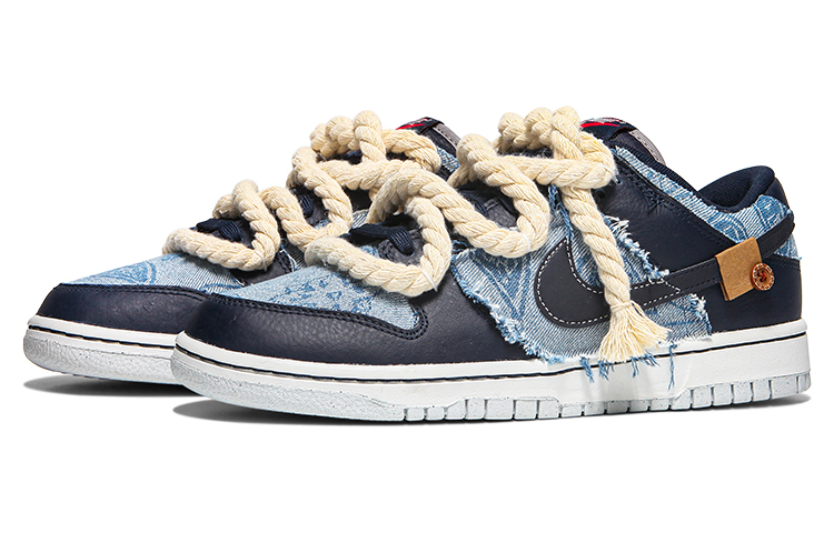 Lookbook [Sneakers Kustom] Nike Dunk Low PRM 'Denim Biru Hitam Paisley' DM0108-400(Team24-男款牛仔腰果花)
