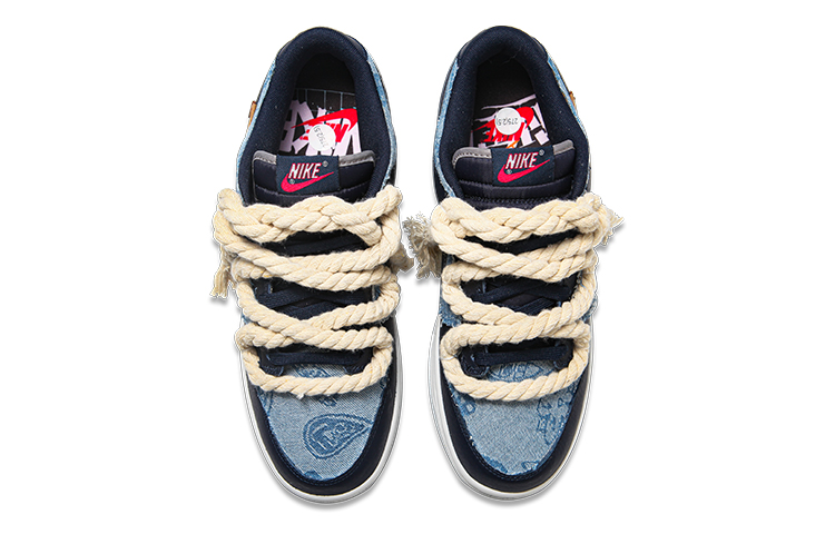 Shop [Sneakers Kustom] Nike Dunk Low PRM 'Denim Biru Hitam Paisley' DM0108-400(Team24-男款牛仔腰果花)
