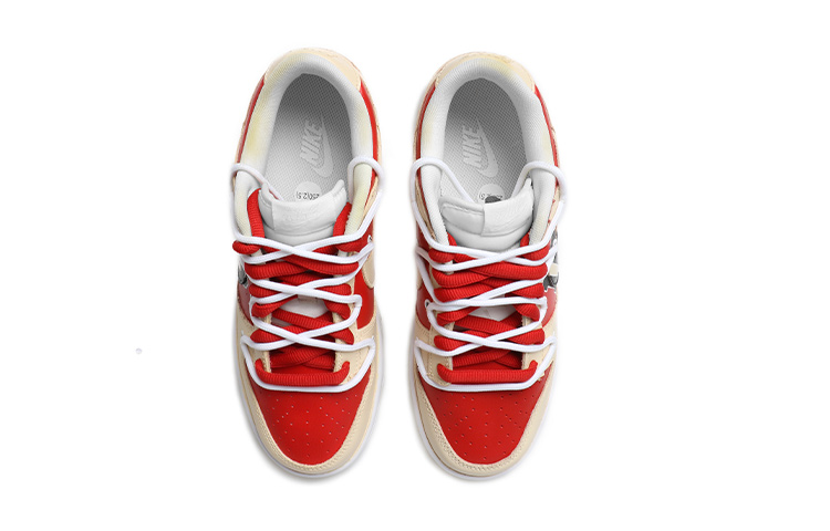 Shop [Sneaker Kustom] Nike Dunk Low Merah Kuning 'Slam Dunk Tali Deconstructed Vintage' DH9765-100(Team拾玖-女款做旧篮球S-BOX)