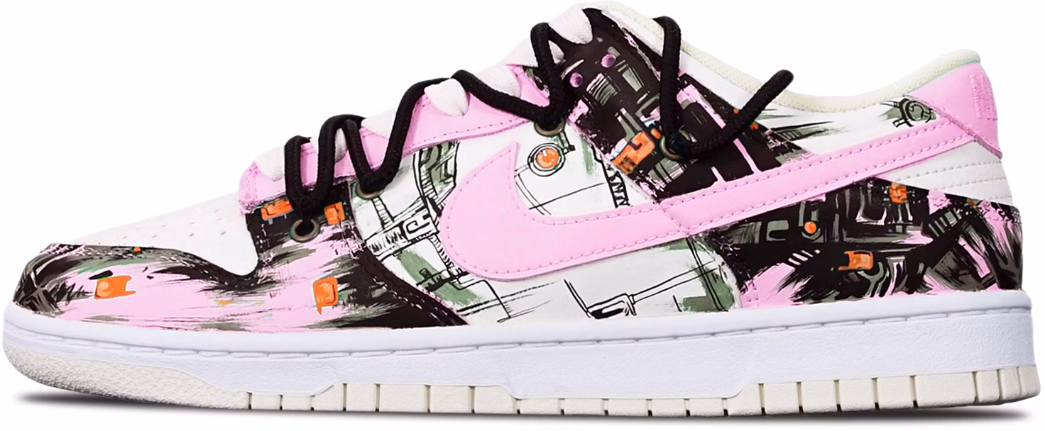 custom-shoes-nike-dunk-low-retro-ai-abstract-graffiti-cyberpunk-pink-white