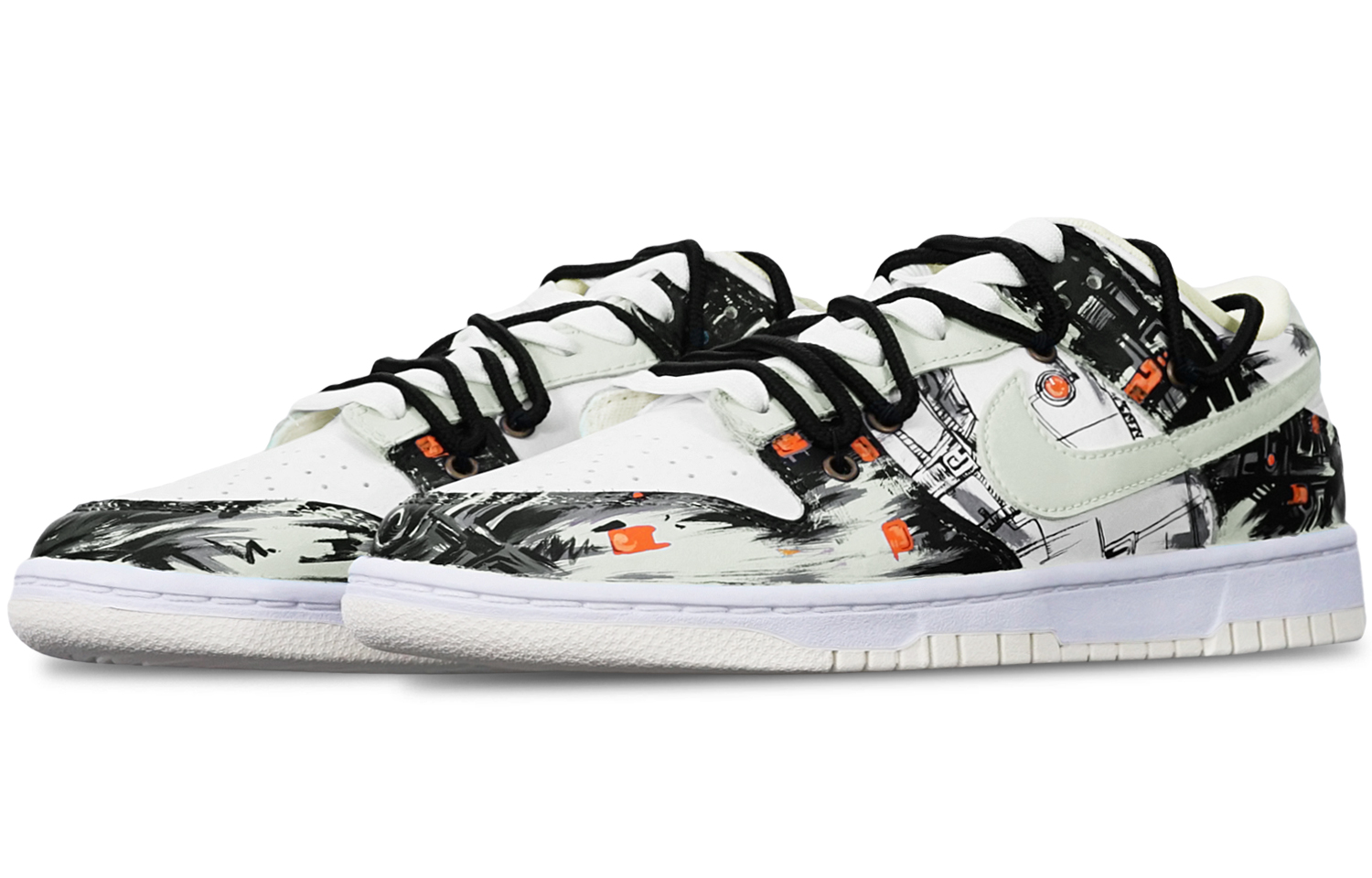 Lookbook Nike Dunk Low レトロ "AIサイバー落書き" (カスタム) DJ6188-100(TeamT-赛博涂鸦米白黑S-BOX)