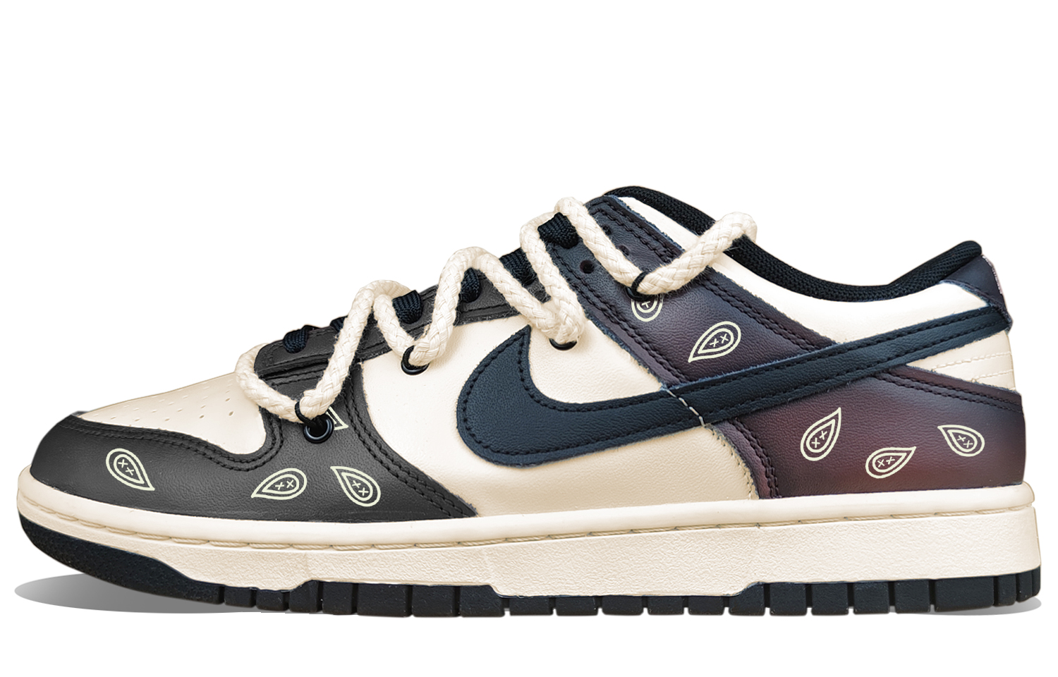 Buy [Nike Sepatu Kustom] Nike Dunk Low Retro 'American Coffee Paisley Brown-Black' DD1391-100(Team50-美式咖啡腰果花)
