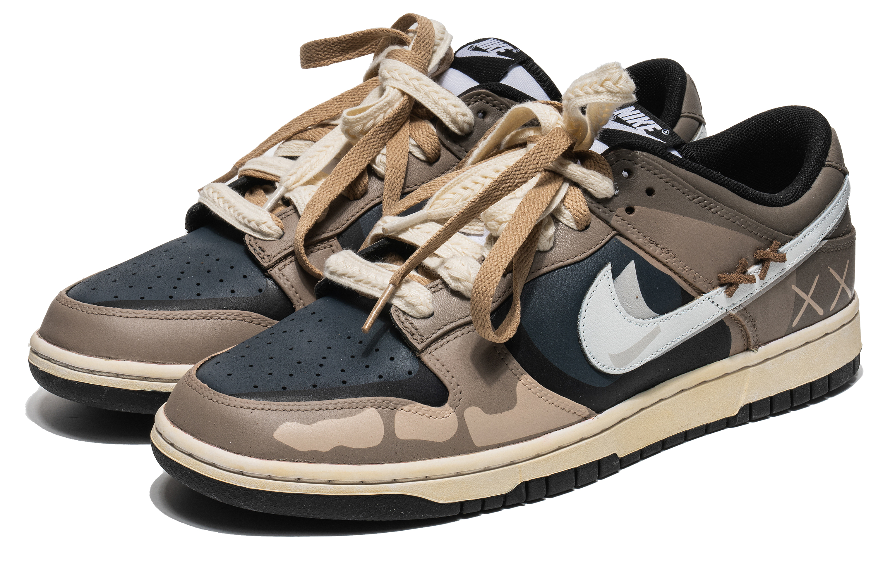 Lookbook [Sepatu Custom] Nike Dunk Low Retro 'Ancient Ruins Mocha Double Hook' DD1391-100(TeamB-远古遗迹黑棕)