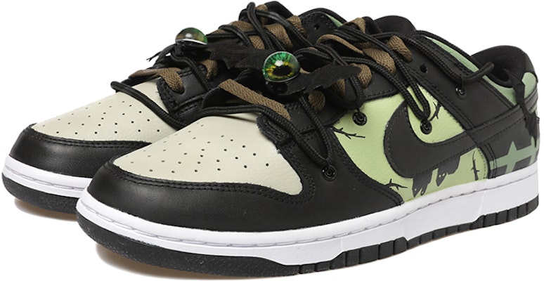 【定制球鞋】Nike Dunk Low Retro 蝙蝠 暗黑 眼睛 樹枝 城堡 解構風 低幫 板鞋 男款 黑綠 Shop 【定制球鞋】Nike Dunk Low Retro 蝙蝠 暗黑 眼睛 樹枝 城堡 解構風 低幫 板鞋 男款 黑綠