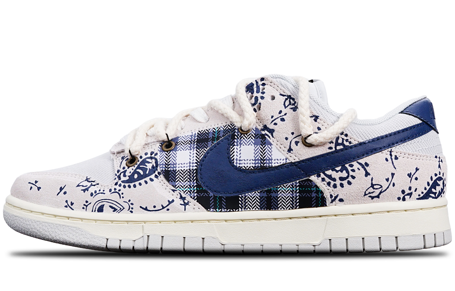 [Custom Shoes] Nike Dunk Low Retro 'Black Blue Beige Paisley'