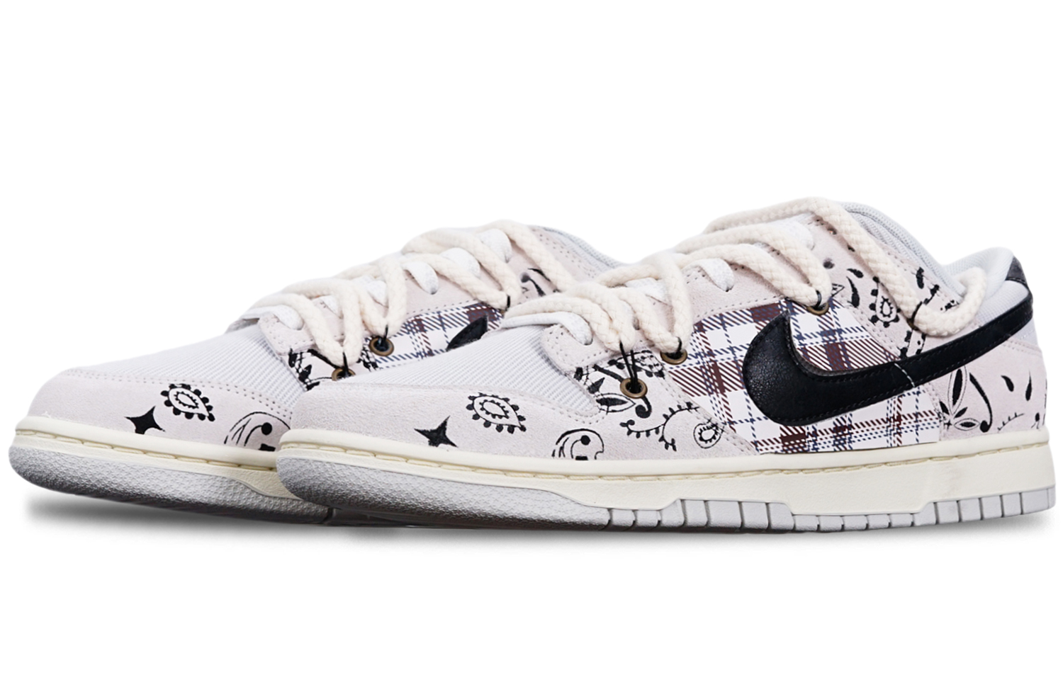 Lookbook Zapatillas Nike Dunk Low Retro 'Negro Marrón Paisley' Personalizadas DO9776-001(TeamT-腰果花黑棕米白S-BOX)