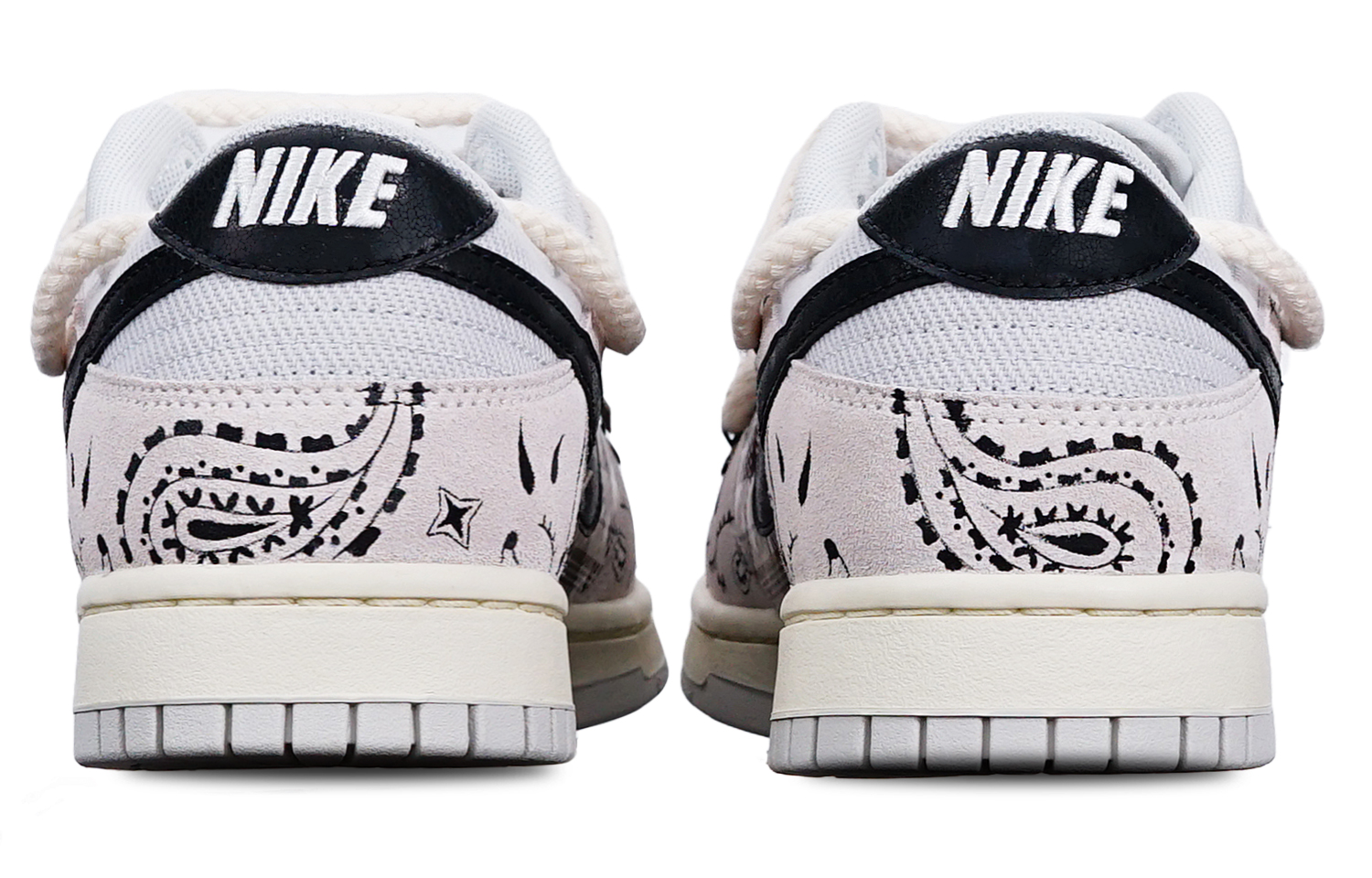 Shop Zapatillas Nike Dunk Low Retro 'Negro Marrón Paisley' Personalizadas DO9776-001(TeamT-腰果花黑棕米白S-BOX)