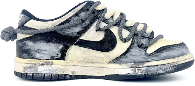 【定製球鞋】Nike Dunk Low Retro Black 順心 麻繩十字 架哥特風 做舊 低筒 板鞋 男款 黑白灰 Order 【定製球鞋】Nike Dunk Low Retro Black 順心 麻繩十字 架哥特風 做舊 低筒 板鞋 男款 黑白灰