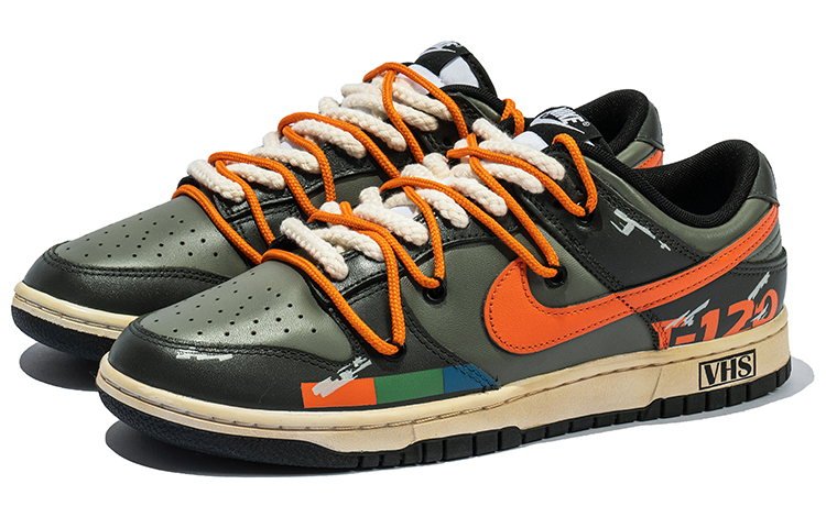 Lookbook [Zapatillas Personalizadas] Nike Dunk Low Retro 'Negro Verde Naranja' DD1391-100(TeamB-男款机能黑绿)