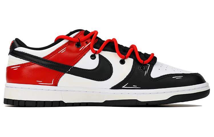 Order カスタム ダンク ロー "黒赤 デコン ダブルレース" DD1391-100(TeamThree-男女同款热血青春)