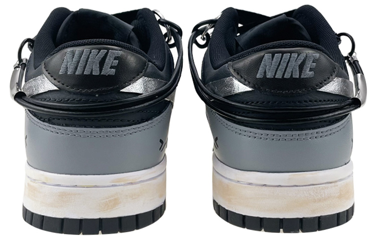 Purchase [Nike Kasut Custom] Dunk Low Retro 'Rantai Hitam Perak' DJ6188-002(Team叁-男款机能黑银贴布链条)