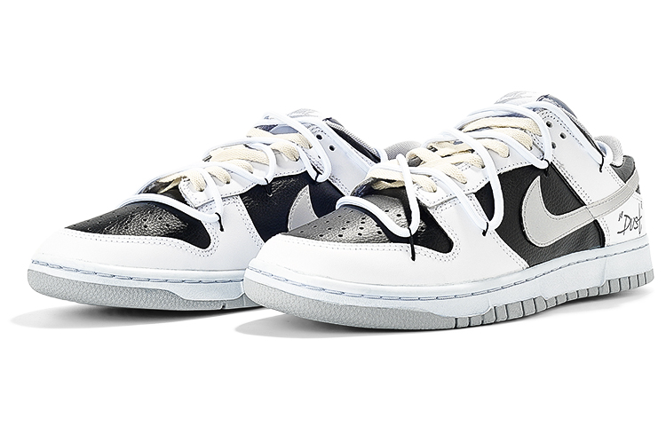 Lookbook 나이키 덩크 로우 레트로 '블랙 화이트 베리 디컨스트럭티드' (커스텀) DJ6188-003(TeamI-男款工业风解构做旧黑白)