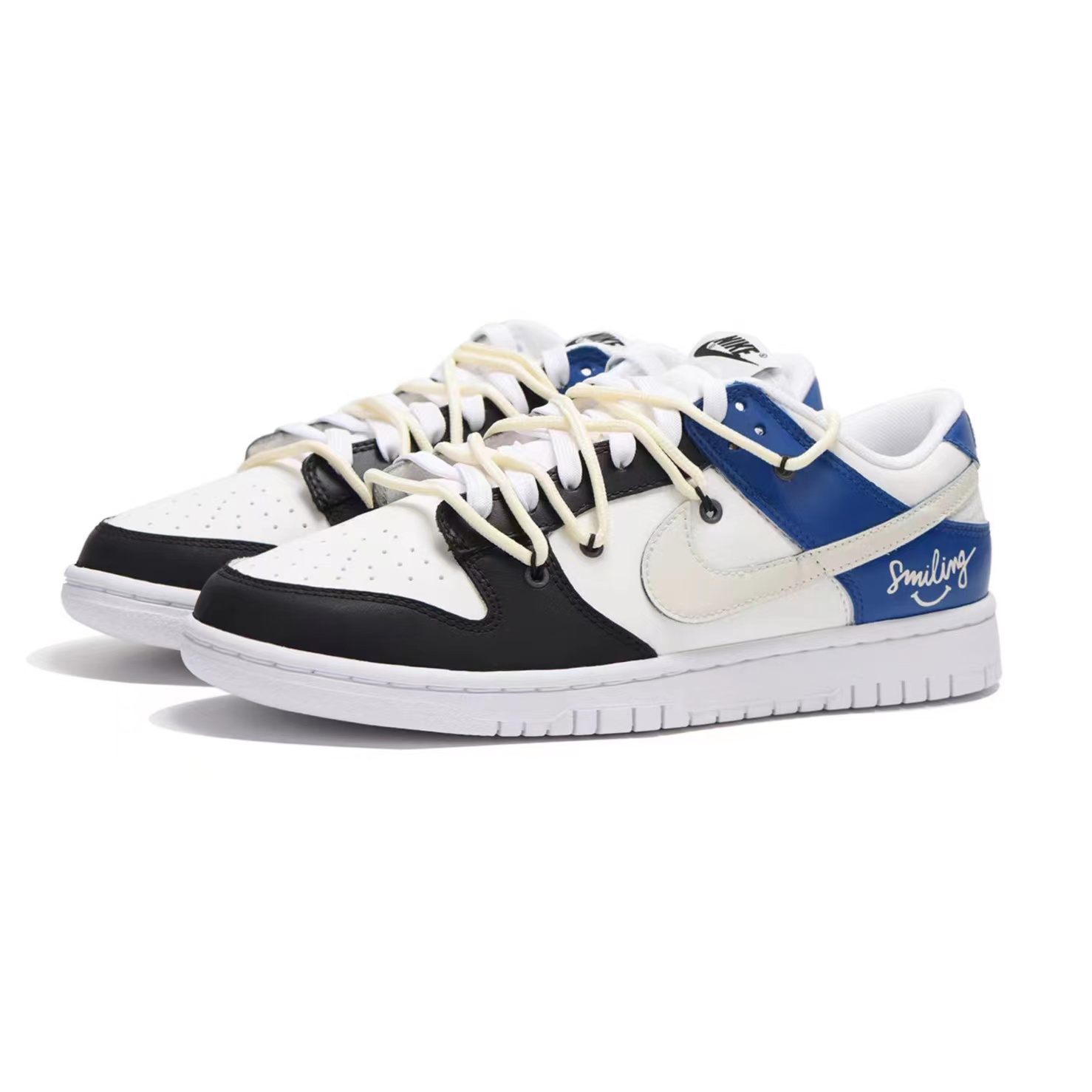 Lookbook カスタム ダンク ロー "黒白青" (Kasutamu Danku Rō "Kuro Shiro Ao") DJ6188-101(Team拾伍-男款黑蓝字母SBOX)