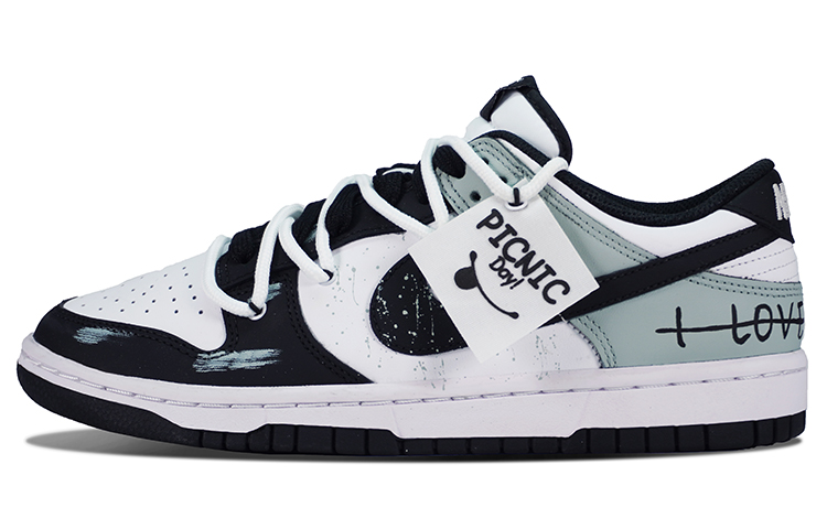 [Custom Shoes] Nike Dunk Low Retro 'Black White Green Deconstructed Double Strap'