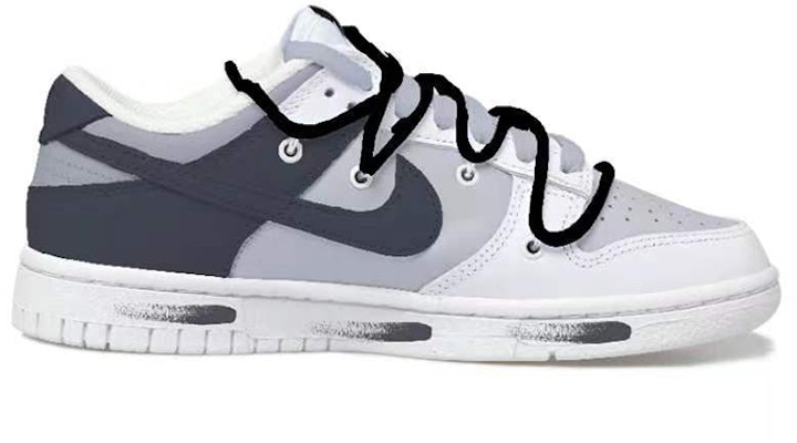 【定制球鞋】Nike Dunk Low Retro 星球 解構鞋帶 做舊vibe風 黑白灰 解構鞋帶 男款 低幫板鞋 Lookbook 【定制球鞋】Nike Dunk Low Retro 星球 解構鞋帶 做舊vibe風 黑白灰 解構鞋帶 男款 低幫板鞋